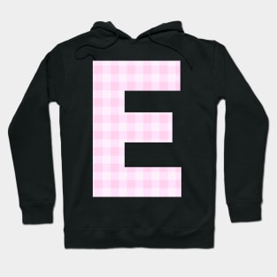 Pink Letter E in Plaid Pattern Background. Hoodie